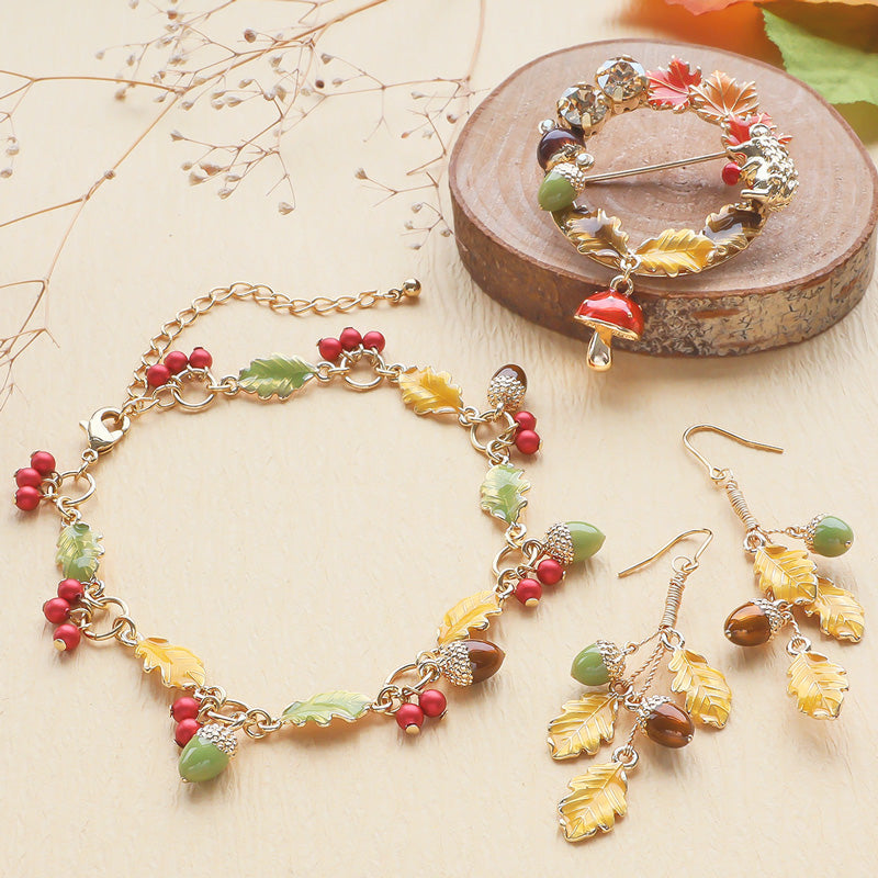 レシピNo.KR1398　秋チャームのアクセサリー3種