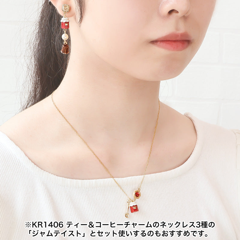 レシピNo.KR1407　ティー＆コーヒーチャームのイヤーアクセサリー3種