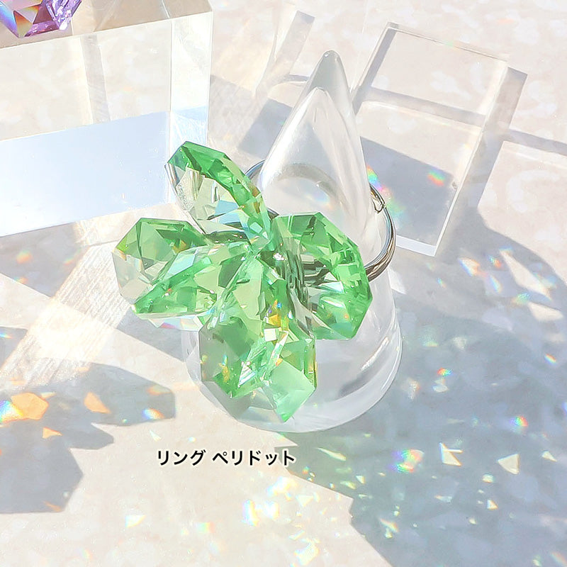 レシピNo.KR1417　貴和クリスタルのオクタゴナルフラワーアクセサリー2種