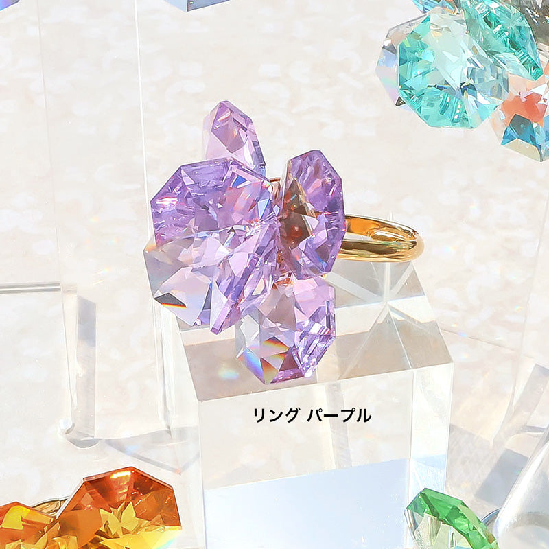 レシピNo.KR1417　貴和クリスタルのオクタゴナルフラワーアクセサリー2種