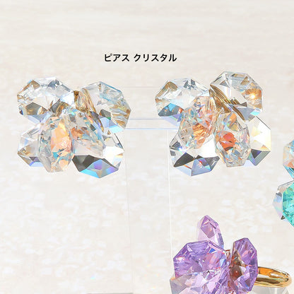 レシピNo.KR1417　貴和クリスタルのオクタゴナルフラワーアクセサリー2種
