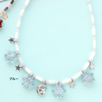 レシピNo.KR1428　チェコビーズと天然石のショートネックレス2種