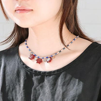 レシピNo.KR1428　チェコビーズと天然石のショートネックレス2種