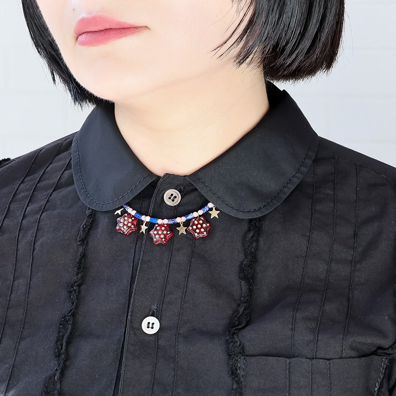 レシピNo.KR1428　チェコビーズと天然石のショートネックレス2種
