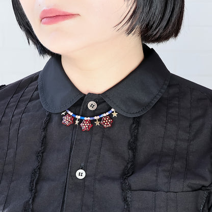 レシピNo.KR1428　チェコビーズと天然石のショートネックレス2種