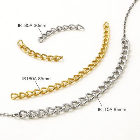 Metal chain parts curve IR180A Rosium color [Outlet]