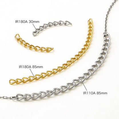Metal chain parts curve IR110A Rhodium color [Outlet]