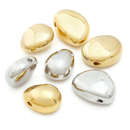 Metal beads beans horizontal hole gold