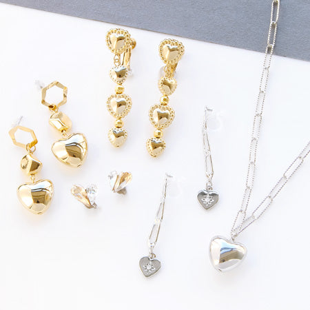 新品　ゴールド　小さいプックリ♡ハート(４)　ハンドメイド用パーツ５０個セット CCBパーツ ハート2 縦穴 ゴールド – 貴和製作所オンラインストア