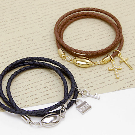 4-piece leather cord brown
