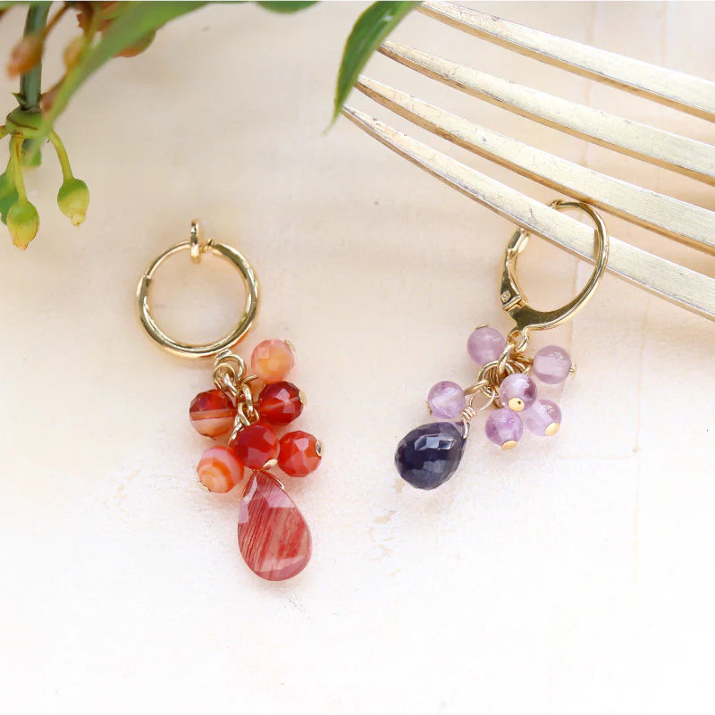 Natural stone glasses fastening charm drop cut eyeolite (natural)