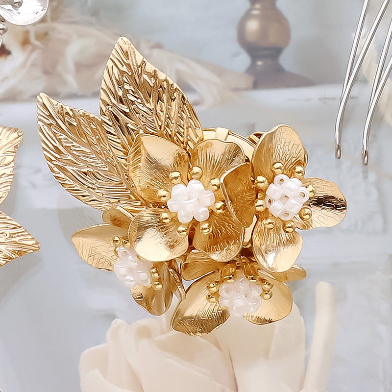 [KIWA BRIDAL] KBE-9 Hydrangea Earrings Gold