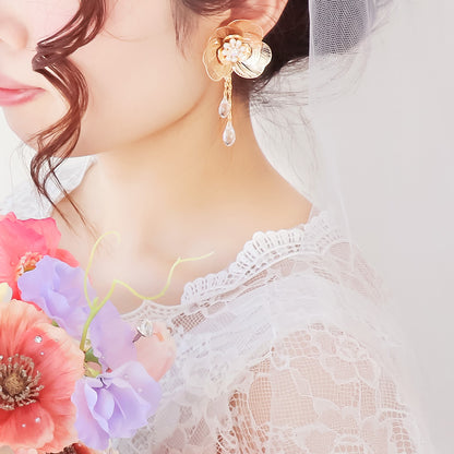 [KIWA BRIDAL] KBE-11 Sheer Flower Earrings Silver