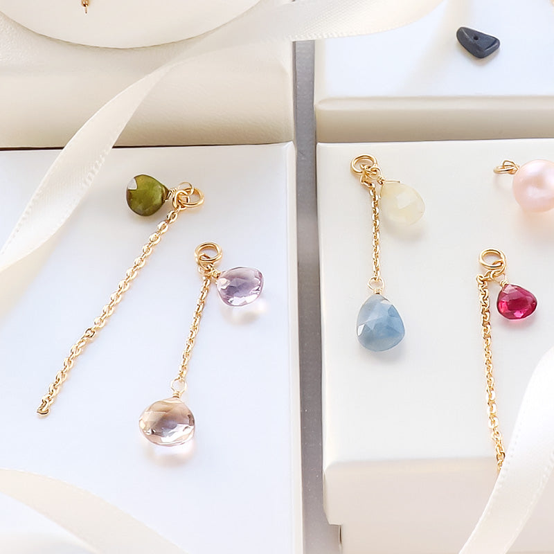 天然石 めがね留めカスタムパーツ　イエロー&amp;ブルーサファイア/235SDC4