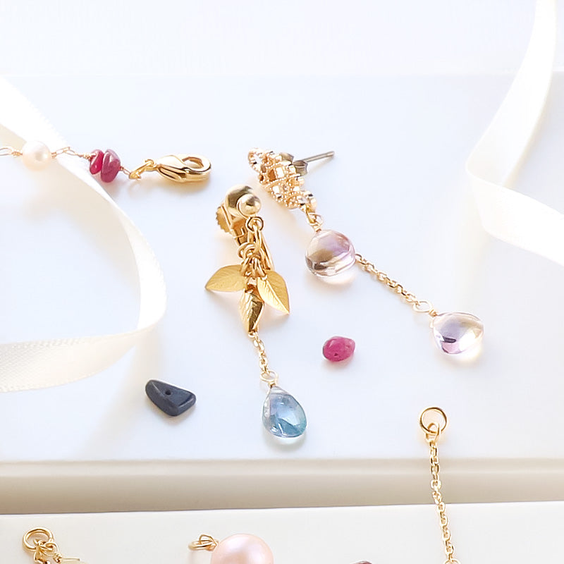 天然石 めがね留めカスタムパーツ　アクアマリン/235SDC4